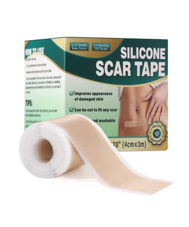 Emibele Silicone Scar Sheets (1.6x 120Roll-3M) Silicone Scar Tape Professional Scar Gel Reusable Scar Roll Soft Breathable Scar Removal Strip for Keloid Acne C-Section Surgery Burn Scar Trauma et