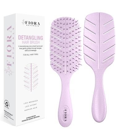 Detangler Brush by Fiora Naturals - 100% Bio-Friendly Detangling brush w/Ultra-Soft Bristles - Glide Through Tangles with Ease - For Curly, Straight, Black Natural, Women, Men, Kids - Dry and Wet Hair Pink