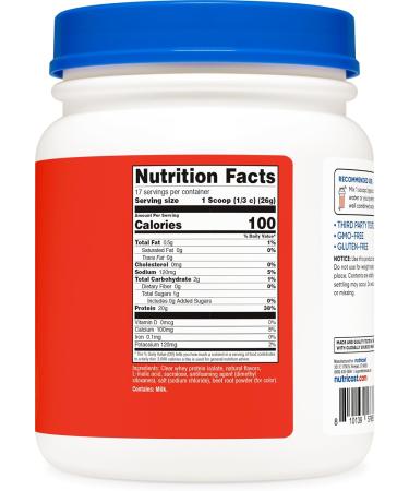 Nutricost Clear Whey Protein Isolate Powder (Tropical Punch) 1 LB - 20g of Protein, 0g Added Sugar, GMO-Free, Gluten-Free - Buy Online on GoSupps.com