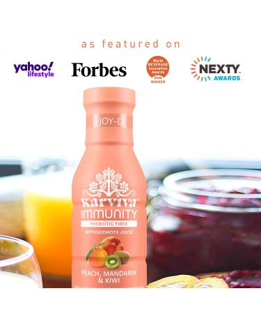 Joy-D Organic Whole Plant Prebiotic & Antioxidant Drink with Peach, Mandarin, Kiwi & Orange | Non-GMO, Gluten & BPA Free Fruit Juice Cleanse - 12 fl oz, 6 Bottles - Karuna - Buy Online on GoSupps.com