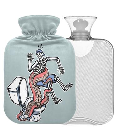 Naanle skull octopus heat bottle with reference transparent hot water bottle Handfoot Warmer Heading bags for pain relief heat and cold therapy 1L