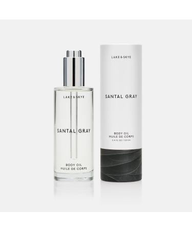 Lake & Skye Santal Gray Body Oil 3.4 fl oz (100 ml) Hydrating with Vitamin E & Sweet Almond Oil - Aromatic Woody Spicy Scent