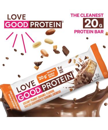 Love Good Fats High Protein Bars Peanut Caramel - Whey Protein and Collagen - 20g Protein includes 6-7g Collagen 2g Net Carbs 1g Sugar - Chocolate Coating - Low Carb Low Sugar Keto 12 Pack - Buy Online on GoSupps.com