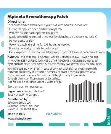 Alpinola Aromatherapy Patches - Essential Oils Non-Medicated (10 Count) - Pack of 10 - Buy Online on GoSupps.com