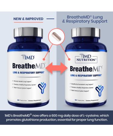 1MD Nutrition BreatheMD Lung & Respiratory Support Supplement - 60 Ct | Immune System Booster with Elderberry, Chromium & L-Cysteine - Buy Online on GoSupps.com