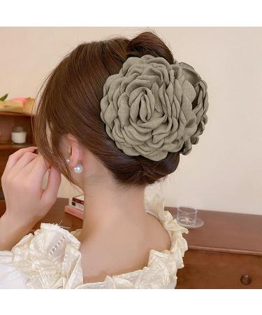 Large Camellia Flower Decor Hair Claw Back Head Bathing Hair Clip Anti-slip Hair Barrette Headdress Hair Accessories Pink - Buy Online on GoSupps.com