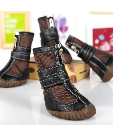 FLAdorepet Large Dog Waterproof Martin Boots - Pack of 4 Brown Shoes for Pitbull & Golden Retriever - Buy Online on GoSupps.com