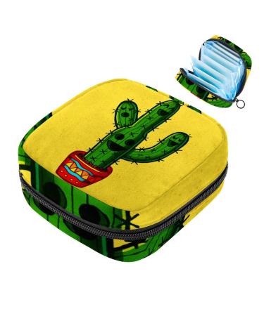 Menstrual Pad Bag with Zipper Ladies Napkin Pouch Tampons Collection Bag for Women and Girls (Cactus Yellow) Color 9