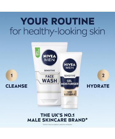 NIVEA MEN Sensitive Skin & Stubble Gel Moisturiser (50ml) Men's Face Cream for Daily Use Gel Moisturiser with Vitamin E Provitamin B5 and Chamomile Extract - Buy Online on GoSupps.com