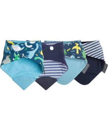 Cheeky Chompers Neckerchew and Neckerbib Bundle - Teething Bibs for Toddlers and Babies - Bandana Style - Baby Bib Gift Set - 4 Dribble Bibs - Preppy Stripes & Baby Dino - Buy Online on GoSupps.com