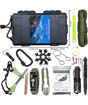 Survival Kit 15 in 1 - Ultimate Outdoor Emergency Set with Rescue Blanket Paracord Bracelet Flashlight & More | Perfect for Hiking Camping & Bushcraft Adventures - Buy Online on GoSupps.com
