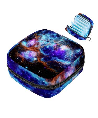 Portable women's binding-up bags menstrual cup pocket female menstrual pads bags for teenage girls tampons for the first period blue glitter galaxy universe