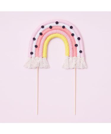 Boho Braided Rainbow & Cloud Cake Topper for Birthdays, Baby Shower, Christenings - Pinks & Polka Dots - Buy Online on GoSupps.com