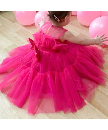 NNJXD Baby Girls Flower Princess Birthday Party Dress 766 Hot Pink-a | Size 6-12 Months - Buy Online on GoSupps.com