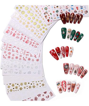 AIMEILI Christmas Nail Art Stickers Decals 3D Self-adhesive Snowflake Elk Pattern for Women Girls Manicure DIY and as Kids Craft Art 001 - Buy Online on GoSupps.com