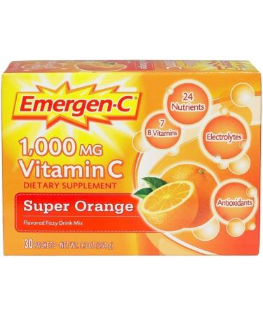 Emergen C Super Orange Berry Health and Energy Booster Fizzy Drink Mix 1000 Mg - 30 packet per pack -- 3 packs per case. - Buy Online on GoSupps.com