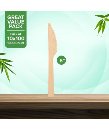 Eco-Craze (1000 Count) Bamboo Disposable Knives 100% Natural & Biodegradable Alternative to Plastic Knives Compostable Bamboo Knives for Party - Buy Online on GoSupps.com