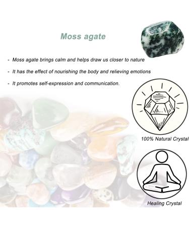 Moss Agate Healing Crystal Stones 1.25-2.0 Large - Natural Tumbled Polished Gemstones for Reiki, Energy, Witchcraft & Meditation - Buy Online on GoSupps.com