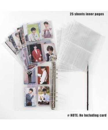 K-Pop Photo Card Binder Book with 25 Pcs Inner Sleeves - Clear Album for A5 Photocards | Korean Pop Photo Card Holder with Letter Sticker - 1 Set - Buy Online on GoSupps.com