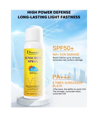 DISAAR BEAUTY Sunscreen Spray SPF50+ with Aloe Vera & Vitamin E - Moisturizing Anti-Aging Protection 160ml - Buy Online on GoSupps.com