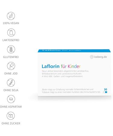 Laflorin for Children - 9 Natural Active Intestinal Bacteria with Biotin & Folic Acid for Healthy Gut Flora - Buy Online on GoSupps.com