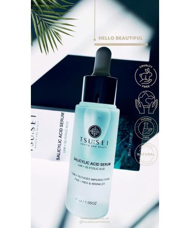 SALICYLIC ACID SERUM for face with Glycolic Acid by TSU:SEI. Tackles and Treats Breakouts Blemishes Spots and Adult Acne. 100% Organic Serum For Face. Cruelty-Free Skin Care. 30ml. - Buy Online on GoSupps.com