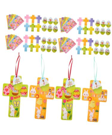 Ciieeo 1 Set Easter Card Easter Crafts Easter Decorations Easter Ornament Easter Ornament Easter Cross Ornament Easter Cross Craft Kit Cross Paper The Cross Card Sticker Child