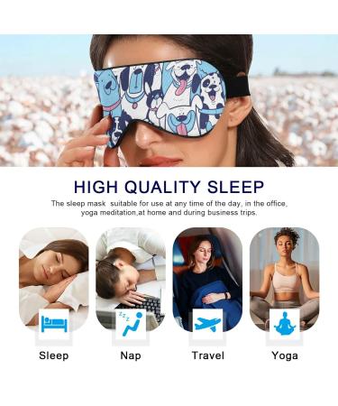 Sleep Mask Cute Dogs Blue Breathable Comfortable to Weighted Sleeping for Women Man Kids Conforms to Eye Contour Shape Adjustable Elastic Strap - Buy Online on GoSupps.com