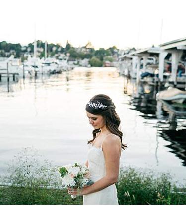 Aukmla White Pearl and Crystal Rhinestone Hair Vine for Bride and Bridesmaids - Silver - Buy Online on GoSupps.com