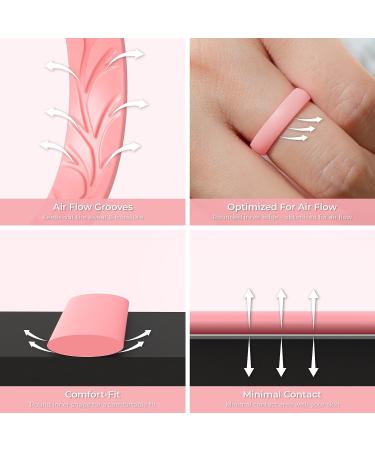 ThunderFit Women Silicone Wedding Bands - Breathable Leaf Cross Pattern Rings | Rose Gold | Black | Galaxy - 4mm Wide, Size 5.5-6 (16.5mm) - Buy Online on GoSupps.com