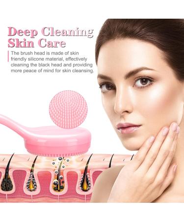 Silicone Manual Facial Cleansing Brush - NADUSEP 2 Pack Soft Bristles Waterproof Exfoliator for Blackheads & Makeup Removal (Blue Pink - Buy Online on GoSupps.com