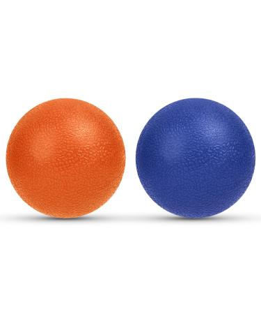 Uraqt fascia ball 2 set small hedgehog ball hard fascia of massage ball with knobs massage balls for the treatment of muscle tension hedgehog balls massage ball for feet back neck hands (blue+orange)