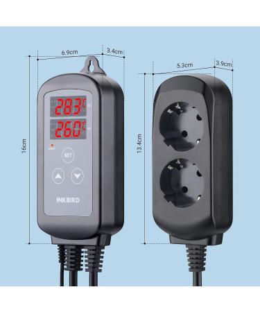 Buy Inkbird ITC-2T Thermostat - Digital Temperature Controller for Terrariums Greenhouses & Reptile Care | Dual Heating Sockets Day/Night Timer & Alarm Function - International Shipping Available - Buy Online on GoSupps.com