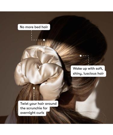 Drowsy Luxury XXL Pillow Silk Scrunchies - Premium Hair Tie - Beauty Accessories to Protect Hair Health Reduce Breakages Maintain Moisture - Oversized - for All Hair Types (Dusty Gold) - Buy Online on GoSupps.com