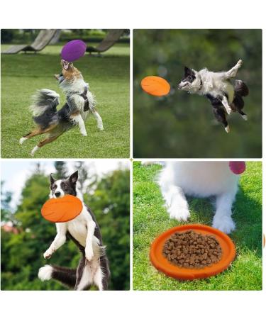 Suaywo 3 Pack 15cm Bite-Proof Dog Frisbee Toys | Durable Rubber for Training & Play - Orange Green Purple - Buy Online on GoSupps.com