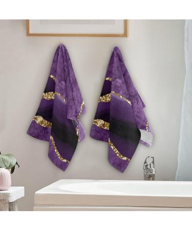 2 Pack Purple Gold Agate Pattern Towels - Perfect for Skincare, Kitchen, and Bath - Buy Online on GoSupps.com