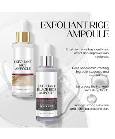 2PCS Rice Exfoliating Ampoule Set - Black & White Rice for Brightening & Glowing Skin Minimizing Pores Deep Hydration Treatment - Buy Online on GoSupps.com