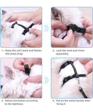 Adjustable Cat Harness and Leash Set - 2 Pieces of Nylon Vest with Safe Outbreak Features Ideal for Small Cats and Rabbits - Includes Pet Dishes - Buy Online on GoSupps.com