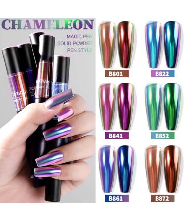 Buy Roseflower 6 Sticks Air Cushion Chrome Powder Pencil - Holographic Nail Art Decoration Shiny Metallic Effect Durable DIY Manicure Tool - International Shipping - Buy Online on GoSupps.com