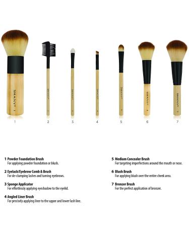 SHANY Bamboo Makeup Brush Set - 7pc Vegan Brushes with Premium Synthetic Hair and Cotton Pouch - Buy Online on GoSupps.com