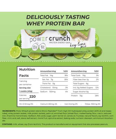 BNRG Power Crunch Protein Energy Bar - Key Lime Pie (12 x 1.4 oz) - Delicious & High-Protein Snack - Buy Online on GoSupps.com