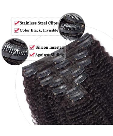 Elailite Afro Hair Clip-In Extensions - Remy Kinky Curly 20cm - 8 Set Double Tresse Natural Black #1B - 95g Whole Head Solution - Buy Online on GoSupps.com