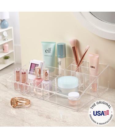 STORi Audrey Clear Vanity Makeup Organizer - 15-Compartment Holder for Brushes, Eyeshadow Palettes & Beauty Supplies | Made in USA - Buy Online on GoSupps.com