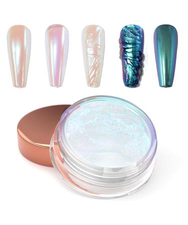 Laza Chameleon Pearl Chrome Nail Powder Glazed Donut Metallic Mirror Effect Pigment Iridescent Aurora Nail Glitter Holographic Fairy Dust Nail Art Supplies Nail Techs Resin Craft - Mermaid Legend