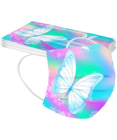Jingyua 50 Pack Colorful Disposable Masks - Butterfly Pattern Adult Mouth Protection - Buy Online on GoSupps.com