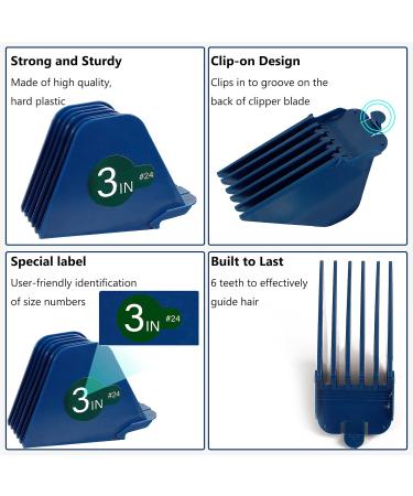 Premium XL Clipper Guards Set - Strong & Sturdy 4PCs Guide Combs (3 2.75 2.5 2.25) for Full Size Haschneider - Extra Long Durable Hair Cutting Accessories - Buy Online on GoSupps.com