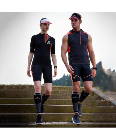 Calf Compression Sleeves for Men & Women - Leg Support for Running Cycling & Travel - Gray Calf Brace - Buy Online on GoSupps.com