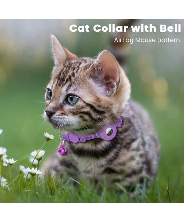 Buy Reflective Airtag Cat Collar with Holder & Bell - Safe Adjustable Design for Kittens & Puppies (Purple) | International Shipping Available - Buy Online on GoSupps.com