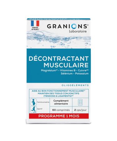 GRANIONS Casual Muscle Cramps discomfort muscle stiffness Magnesium Vit B Copper Selenium Potassium For the whole family Made in France 60 tablets
