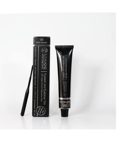 Makki 02 Deep Black Makki Intensive Professional Eyelash and Eyebrow Tint with Argan Oil and Huauronic Acid 22 ml
